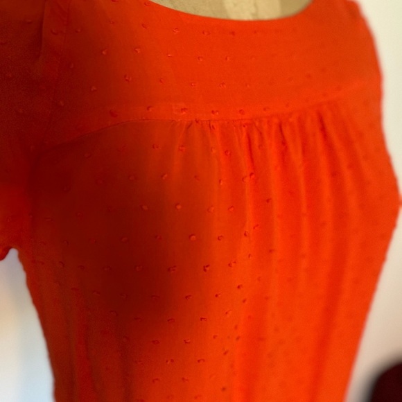 Anthropologie Maeve orange blouse with button sleeves and little dot design - Picture 3 of 8